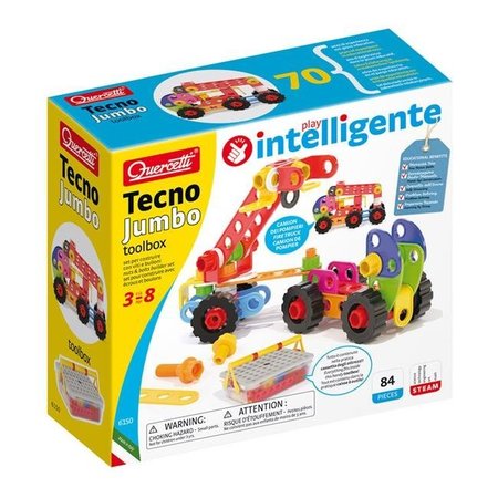 QUERCETTI Quercetti QRC6150 Tecno Jumbo Toolbox Toy Set for Grade PK Plus; Multi Color QRC6150